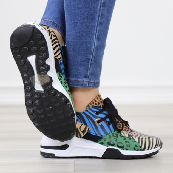 Animal Print Fashion Comfort Wedge Heel Sneakers Shoes - Picture 6 of 13